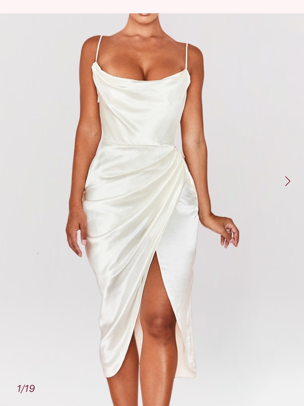 House of CB Reva Ivory Satin Corset Midi Dress – Size S